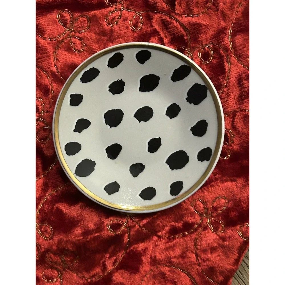 Kate Spade x Lenox (Porcelain) Boudoir Chic Ring Trinket Dish (3.5 Inches) Trim